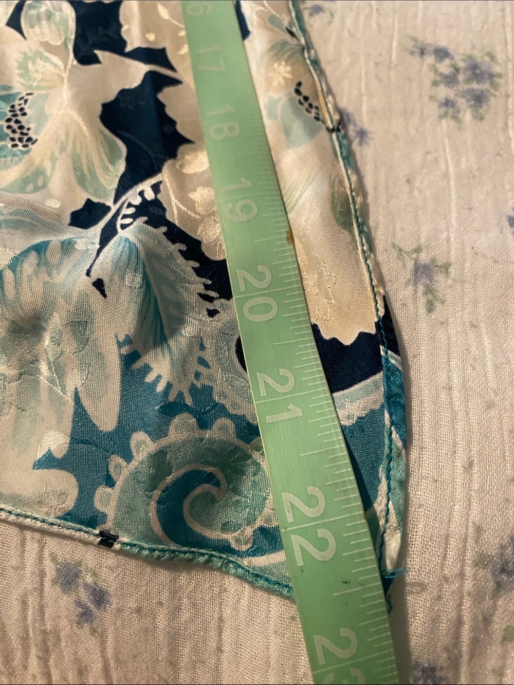 August silk vintage 90’s Floral Slip Maxi Dress in Teal and Cream - Picture 10 of 11